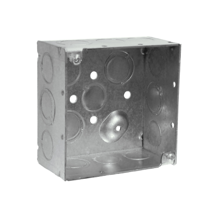 4" Square Box, Welded, 2-1/8" Deep, Ten 1/2" KO's & Six TKO's