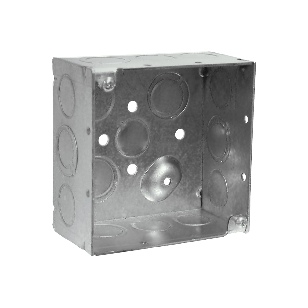 4" Square Box, Welded, 2-1/8" Deep, Ten 1/2" KO's & Six TKO's